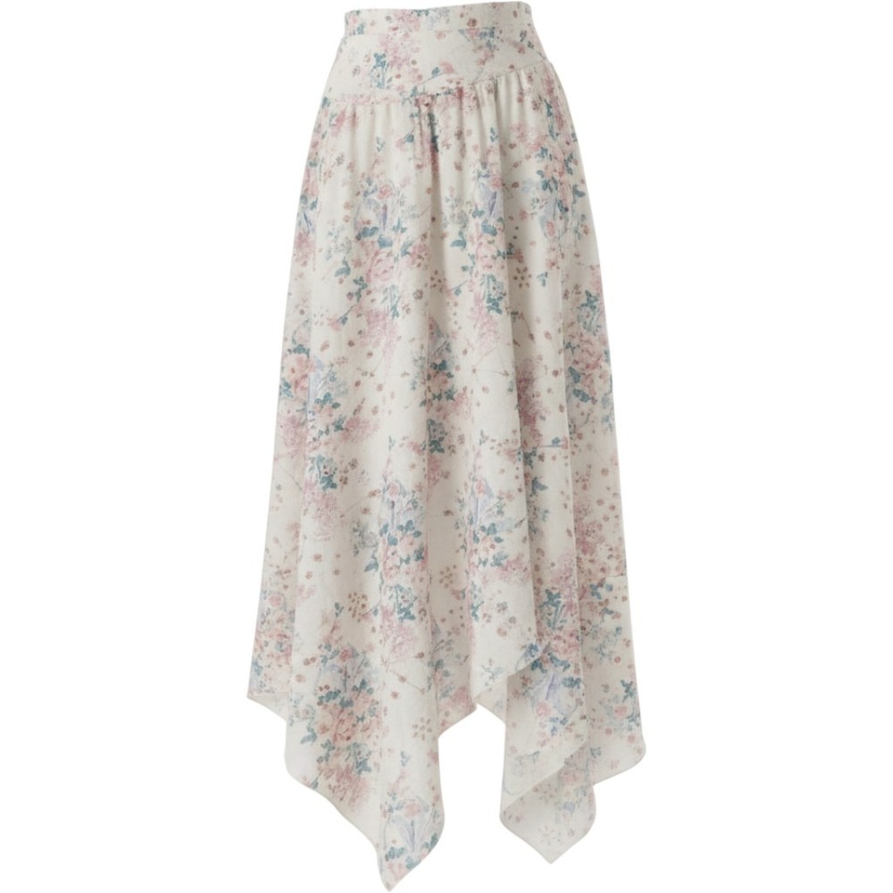 PrettyLittleThing Floral Eyelet Maxi Skirt Womens XS/ 0 Cream Pink Ruffle Fairy
